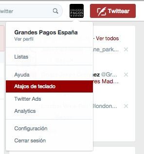 seccion atajos de teclado twitter